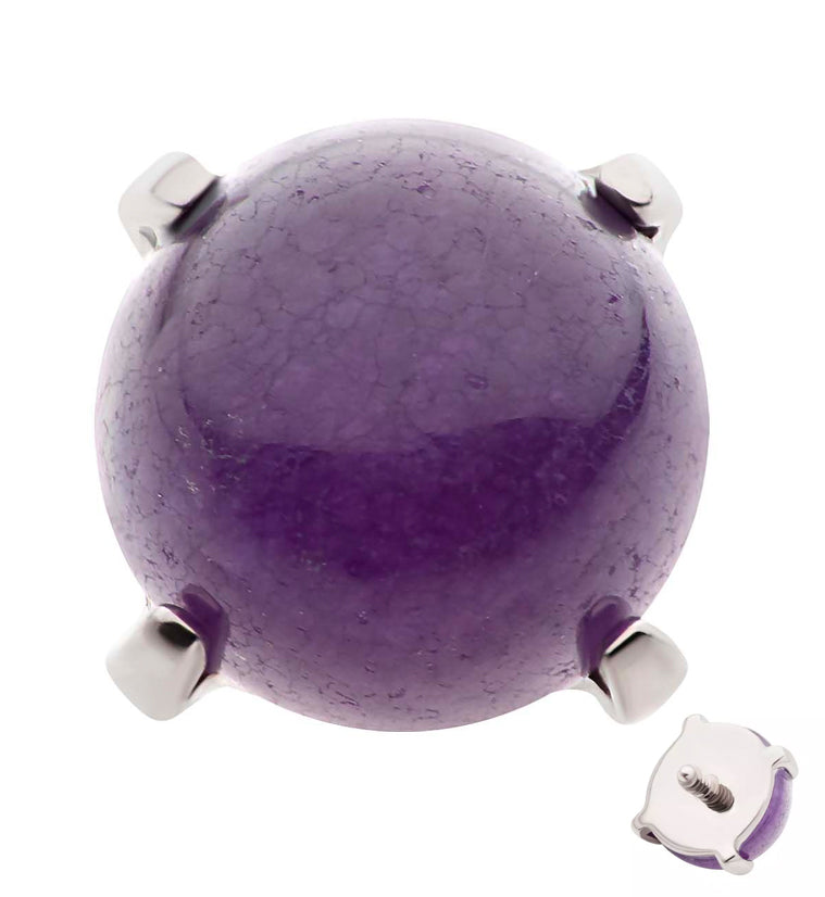 Prong Amethyst Stone Titanium Internally Threaded Top