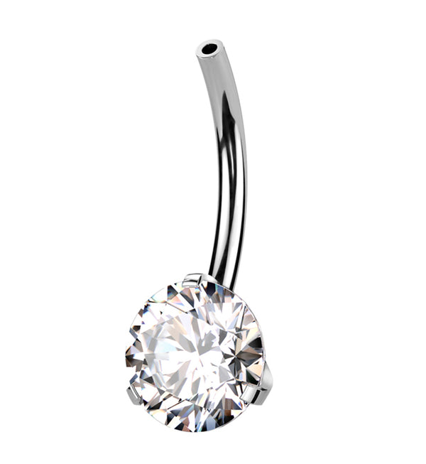 Prong Clear CZ Titanium Threadless Belly Button Ring Base