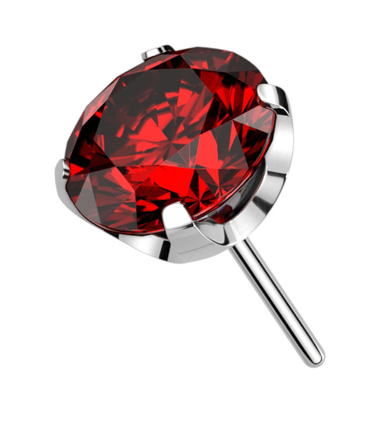 Prong Red CZ Threadless Titanium Top