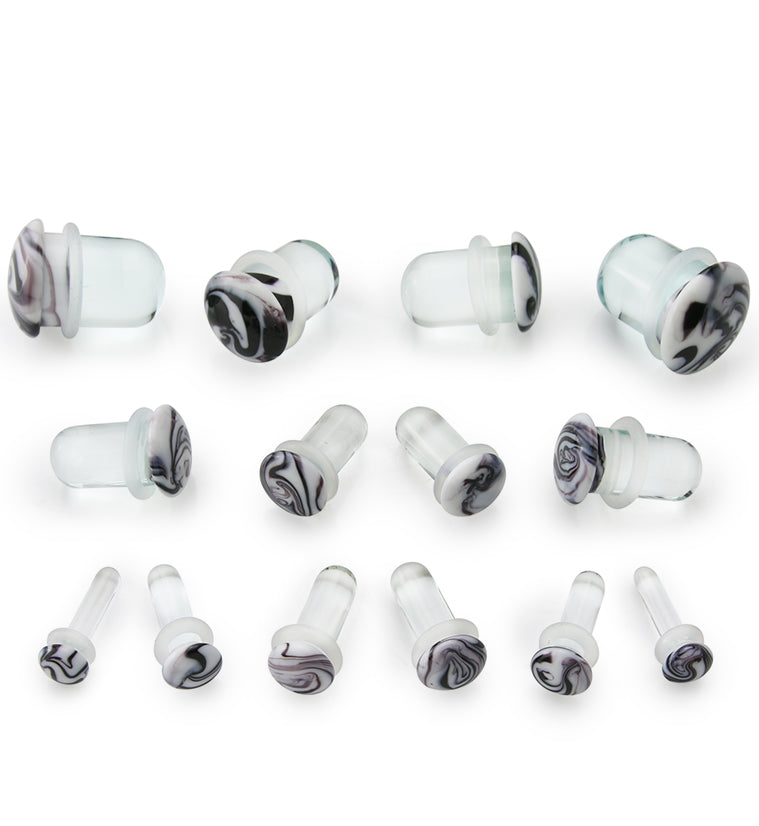 Purple and White Haze Single Flare Glass Plugs