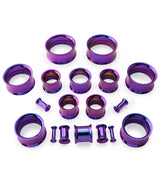 Purple Anodized Stainless Steel Internally Threaded Tunnel Plugs