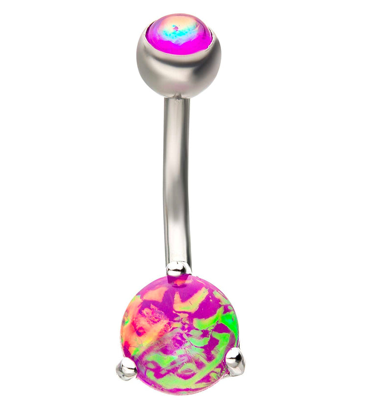 Purple Iridescent Belly Button Ring