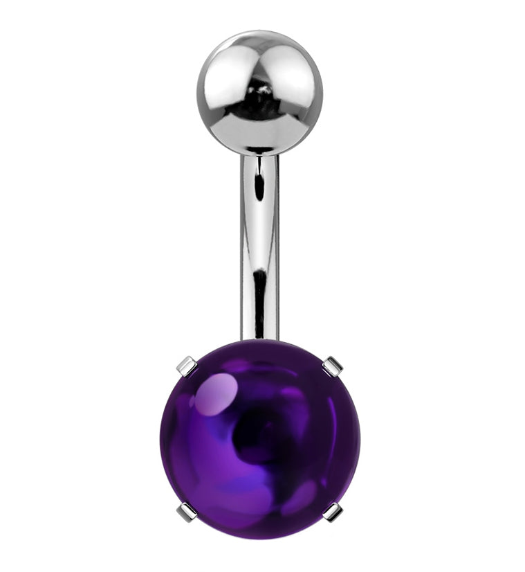 Purple Cabochon Prong Set Belly Button Ring