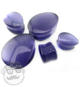 Purple Cat's Eye Glass Teardrop Plugs