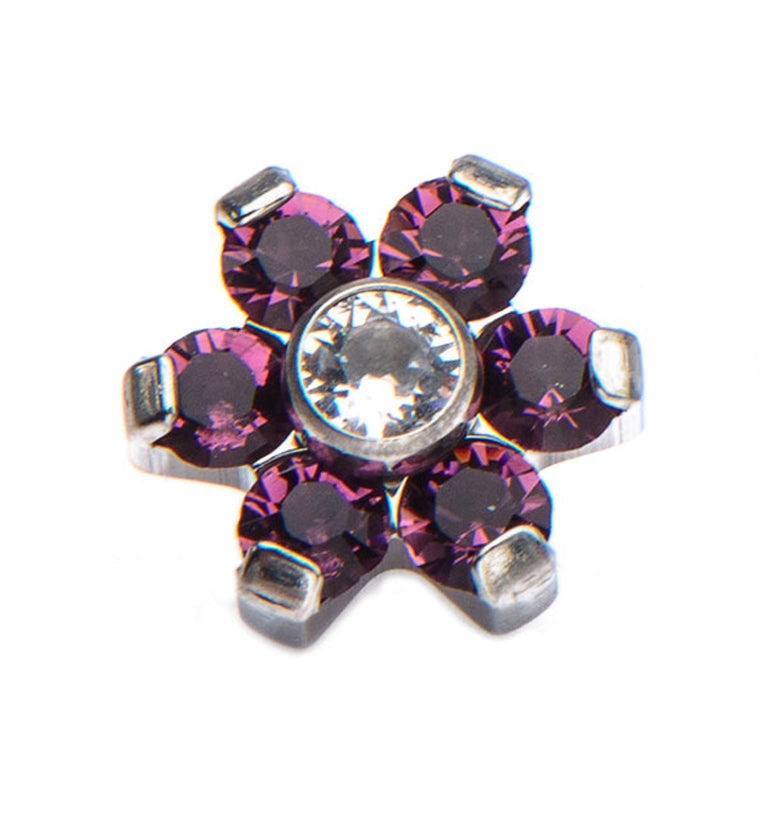 Purple & Clear Floret Titanium Threaded End