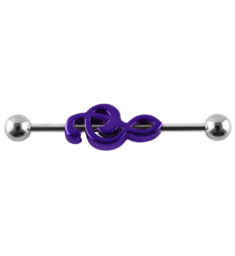 Purple Music Note Industrial Barbell