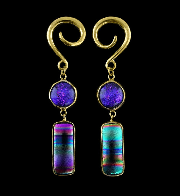 Purple Dichroic Glass Coupe Hanging Ear Weights