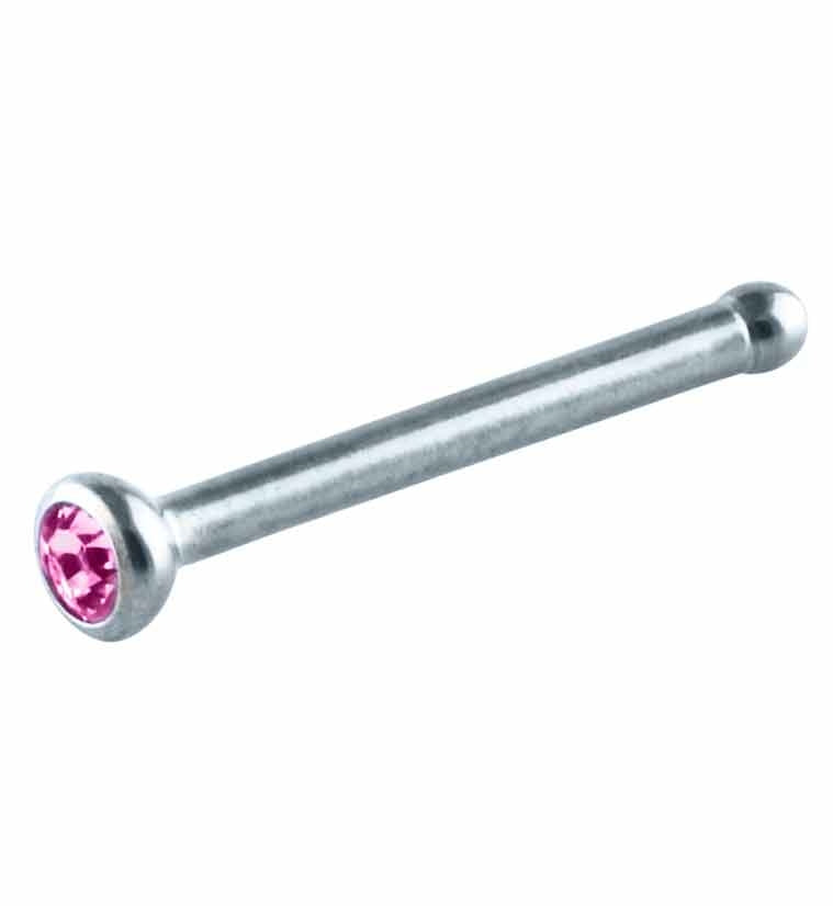 Purple CZ Bezel Set Titanium Nosebone