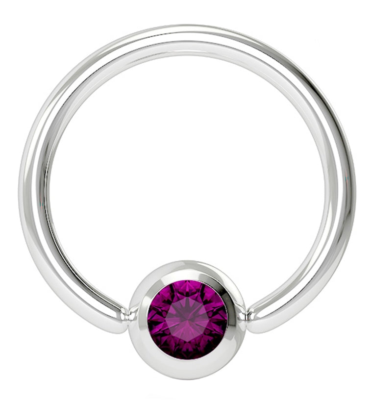 Purple Gem Stainless Steel Captive Ring