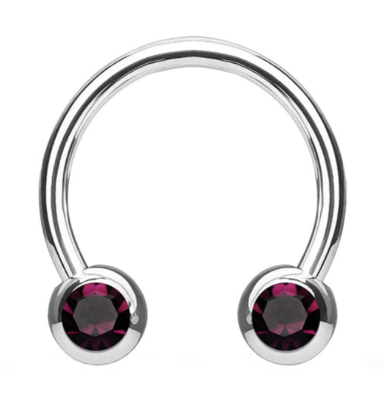 Purple CZ Steel Stainless Circular Barbell