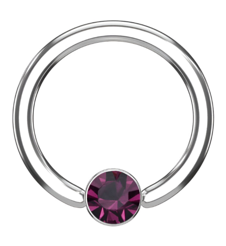Purple CZ Flat Disk Captive Ring