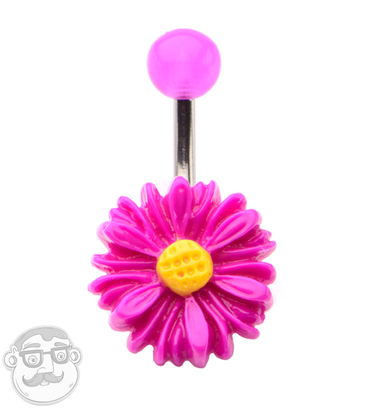 Purple Flower Belly Button Ring