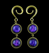 Double Blue Dichroic Coil Hanging Ear Weights
