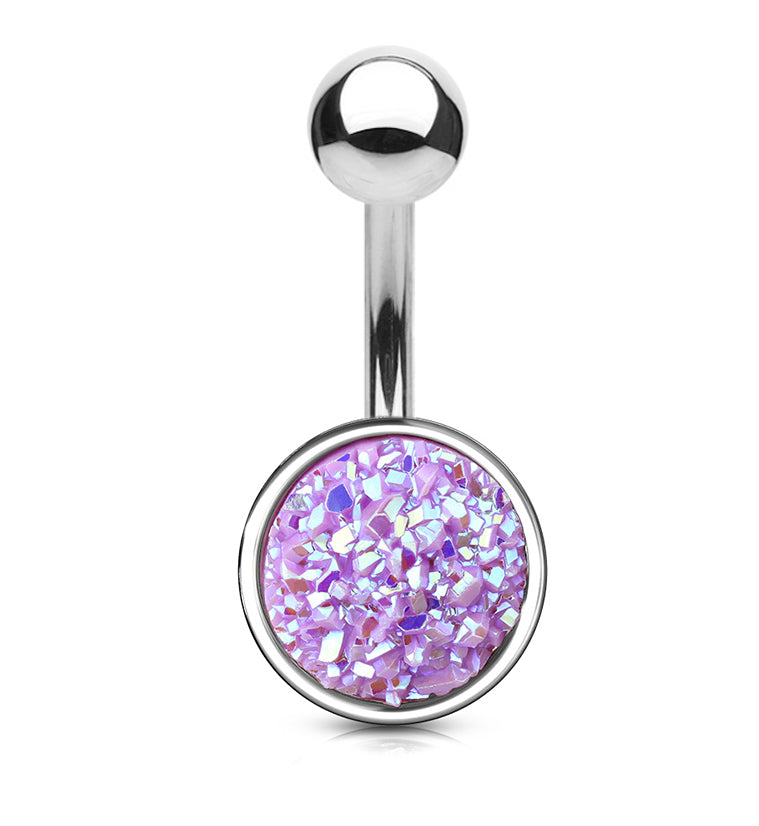 Light Purple Druzy Shield Belly Button Ring