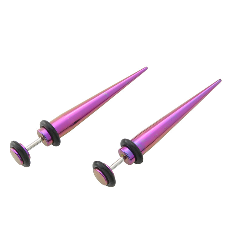 16G Purple PVD Stainless Steel Fake Tapers - Gauges