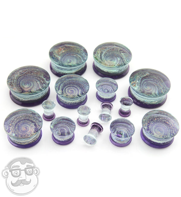 Purple Cosmic Spiral Glass Plugs