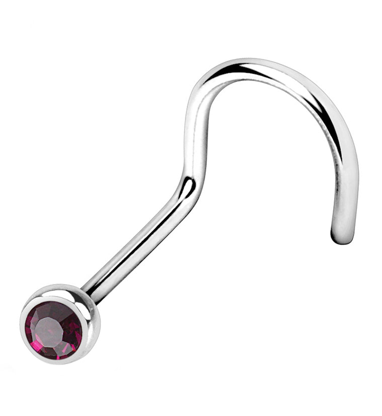 Purple Gem Nose Screw Ring