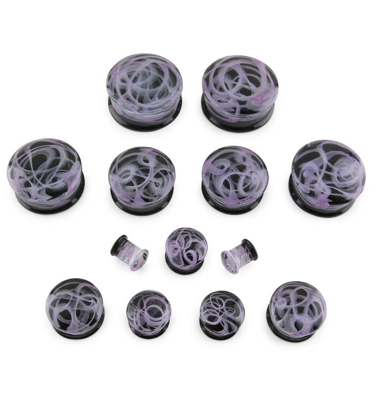 Purple Haze Swirl Glass Plugs