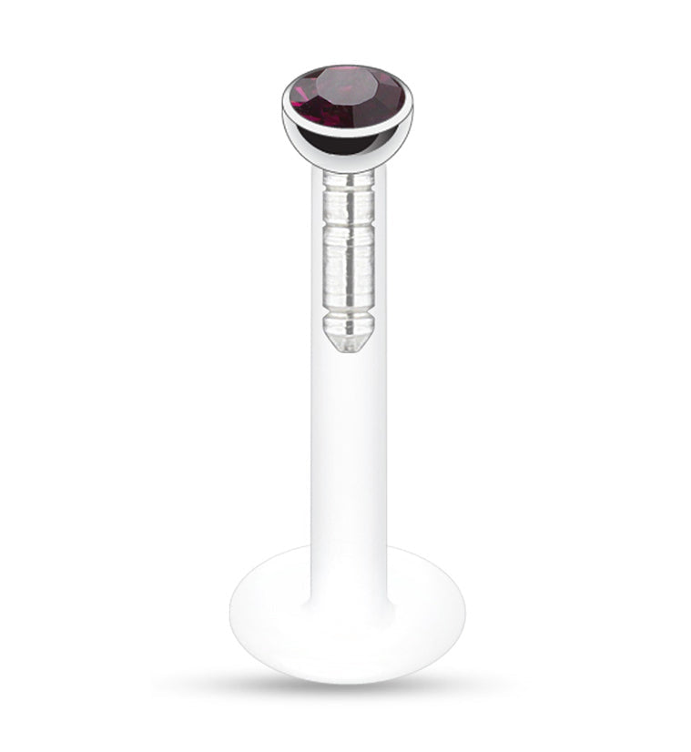 16G Push Top Purple CZ Labret