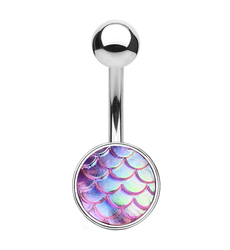 Pink Aurora Mermaid Scale Shield Belly Button Ring
