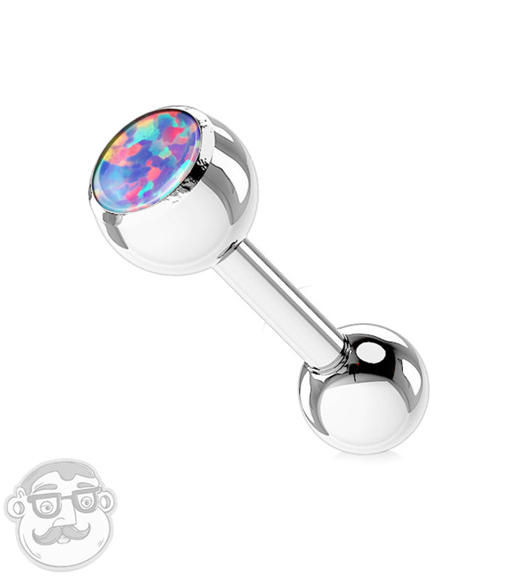 Purple Single Opal Stainless Steel Barbell