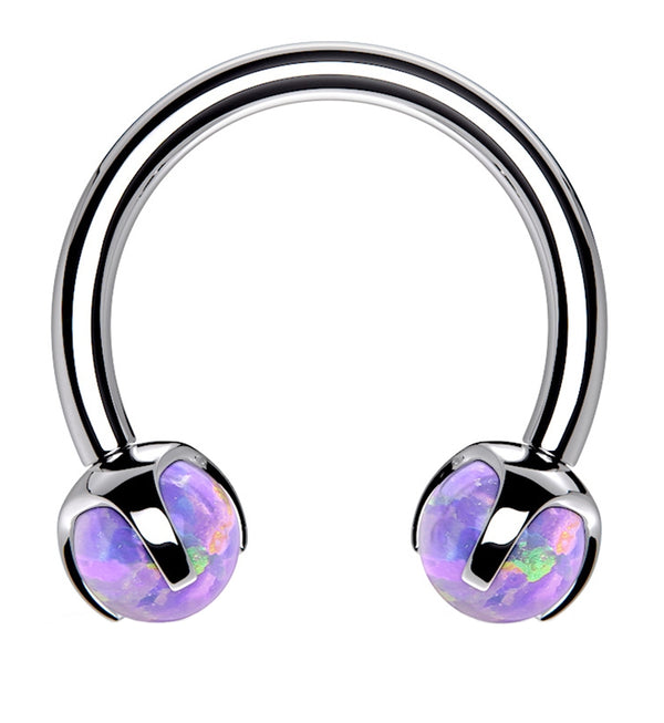 Purple Opalite Claw Stainless Steel Circular Barbell