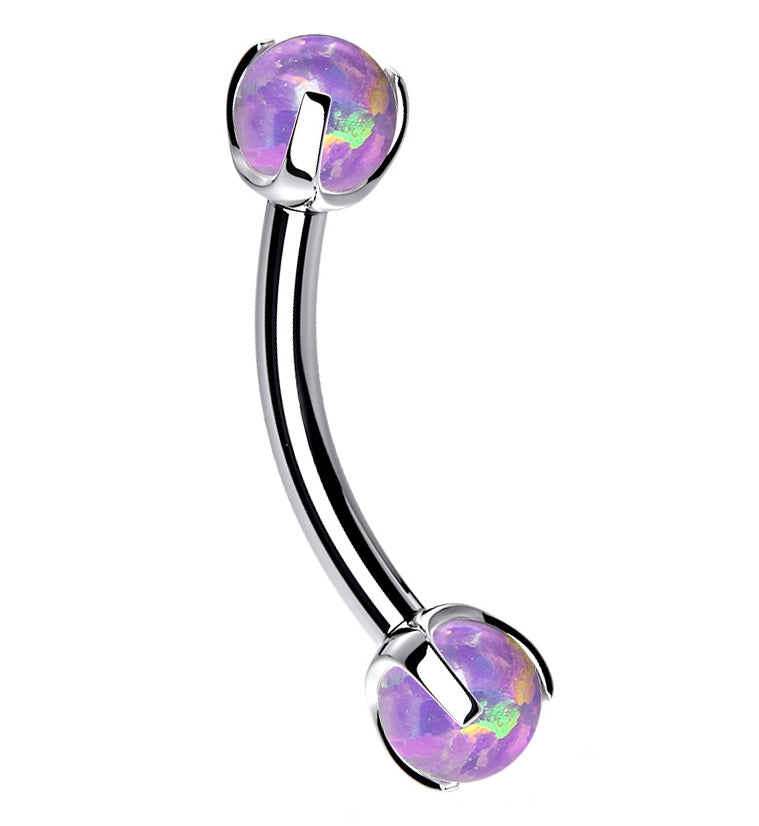 Purple Opalite Claw Stainless Steel Curved Barbell