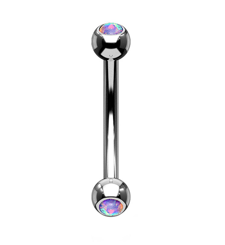 Purple Double Opal Stainless Steel Curved Barbell