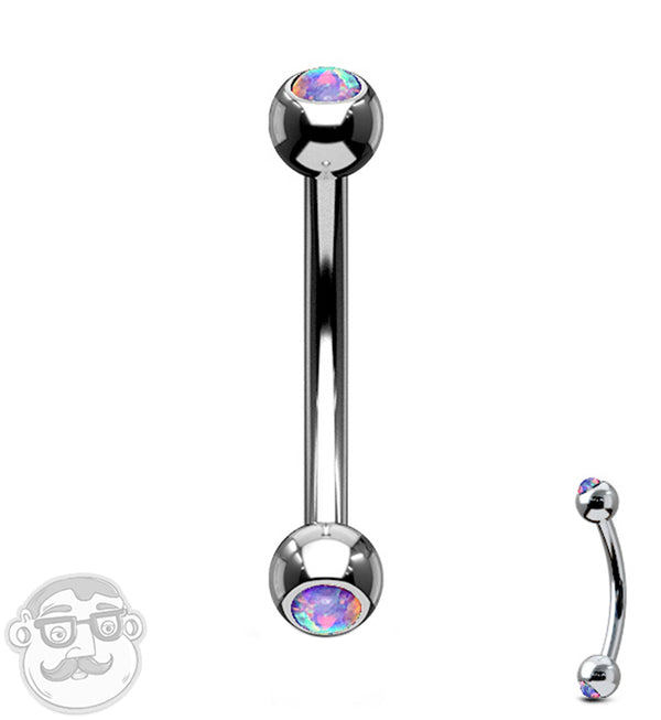 Purple Double Opal Stainless Steel Curved Barbell