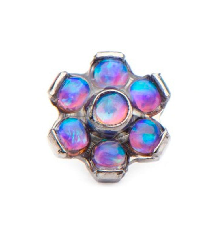 14G Purple Opal Flower Titanium Bezel End