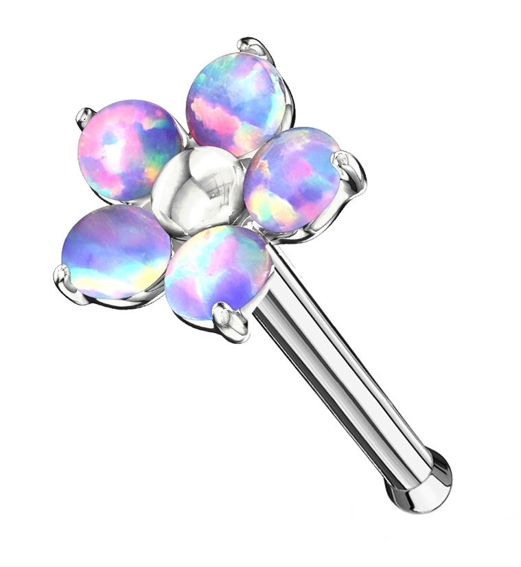 20G Purple Opalite Flower Nosebone