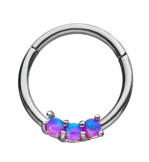 Purple Triple Opal Hinged Segment Ring