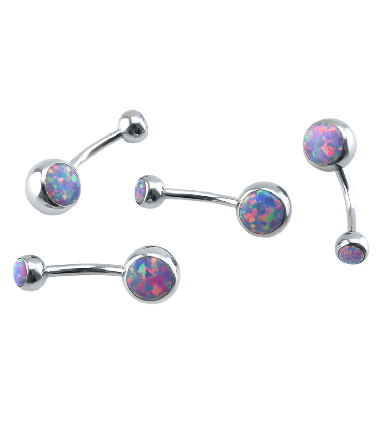 Purple Opal Stainless Steel Belly Button Ring