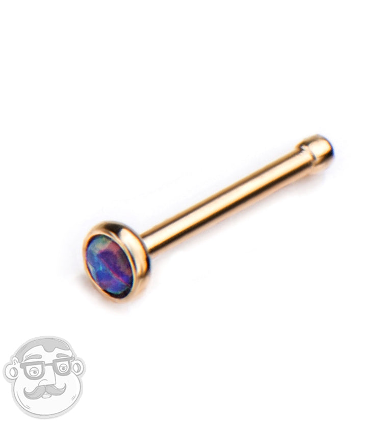 20G Purple Opalite Gold PVD Nosebone