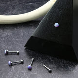 Purple Opalite Prong Set Titanium Threadless Barbell