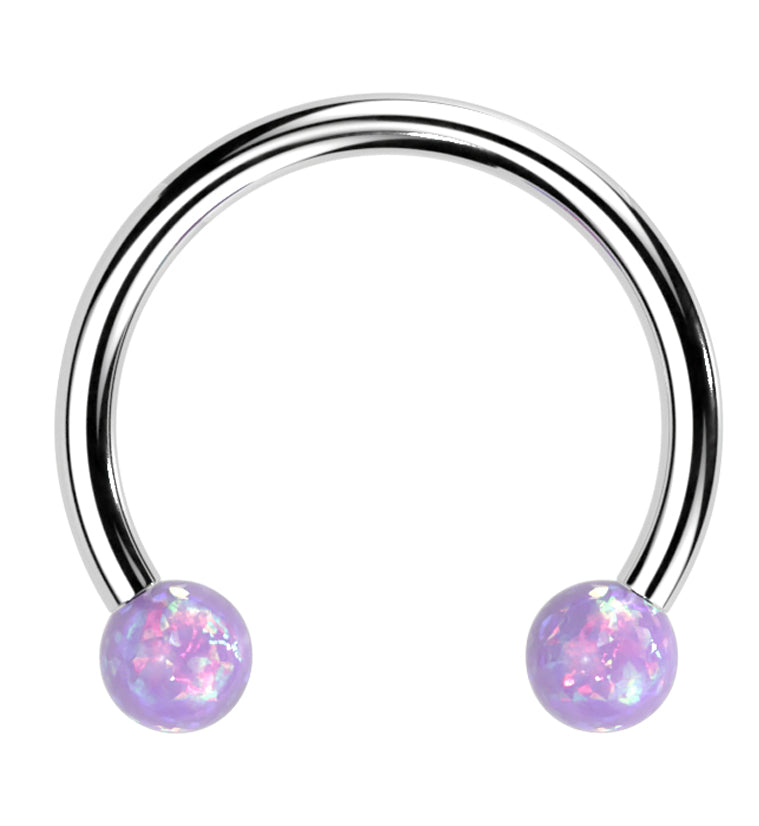 Purple Opalite Ball Threadless Titanium Circular Barbell
