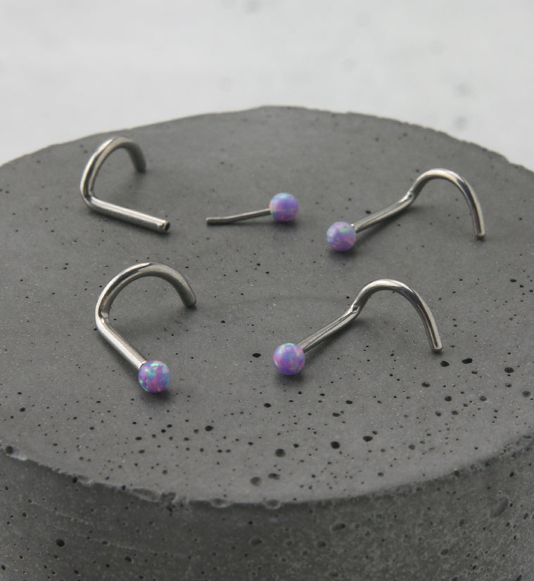 Purple Opalite Ball Titanium Threadless Nose Screw