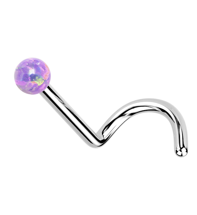 Purple Opalite Ball Titanium Threadless Nose Screw