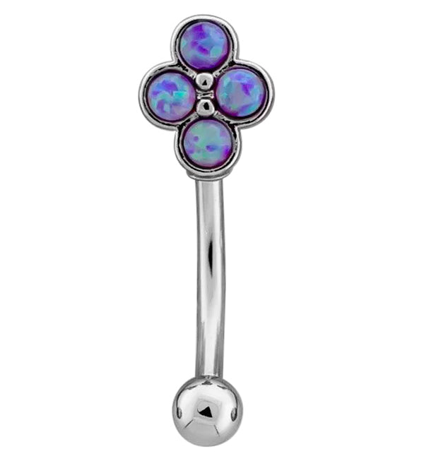 Purple Opalite Beaded Quad Stainless Steel Curved Barbell