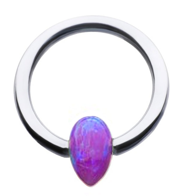 Purple Opalite Teardrop Titanium Captive Ring