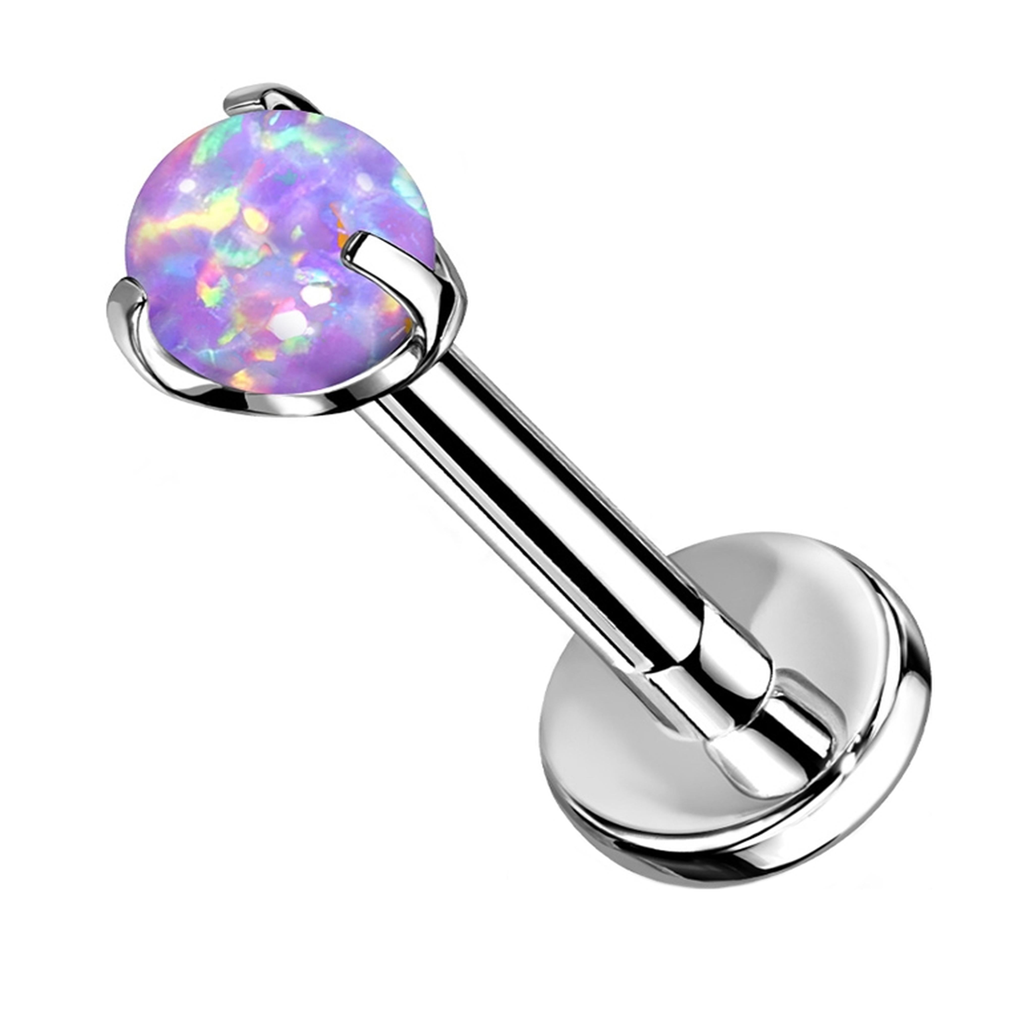 Purple Opalite Claw Set Titanium Threadless Labret