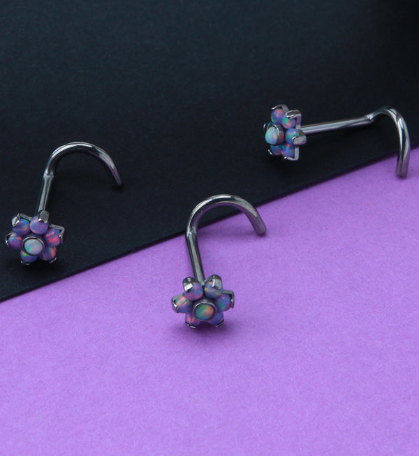 18G Titanium Purple Opalite Flower Nose Screw