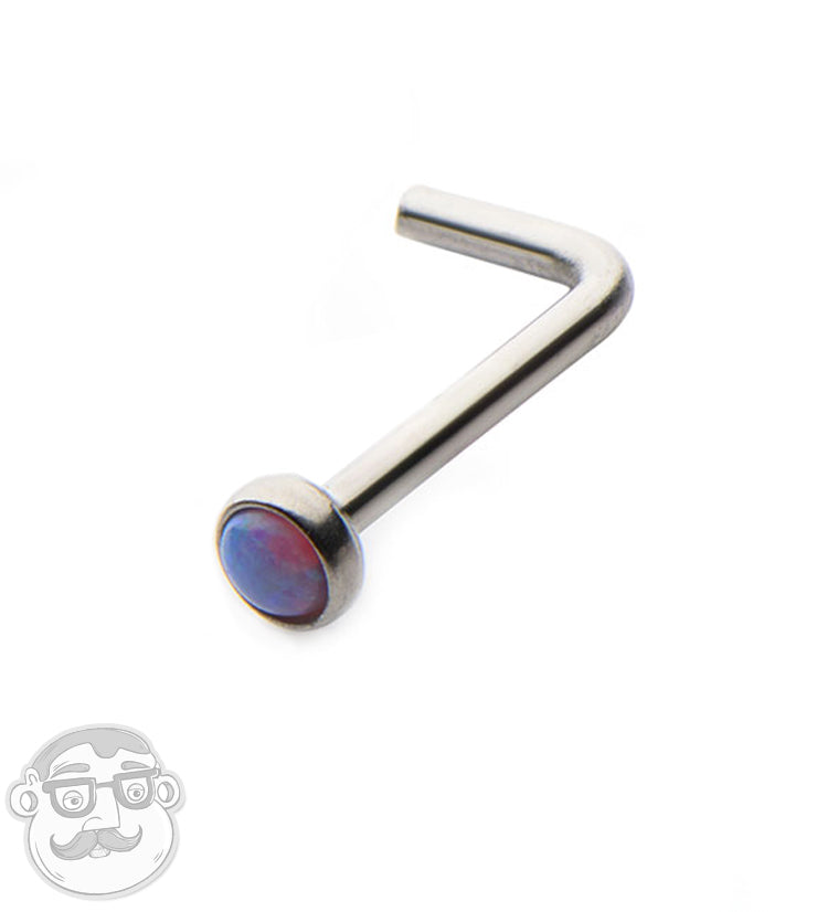 20G Pink Synthetic Opalite Stainless Steel Nose Screw