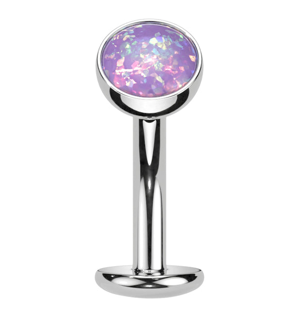Purple Opalite Titanium Threadless Floating Belly Button Ring (Convex Disk)