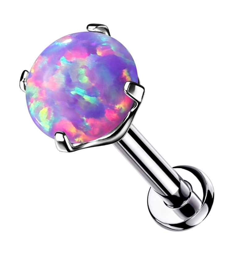 Purple Opalite Prong Set Titanium Threadless Labret