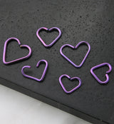 Purple PVD Heart Seamless Titanium Hoop Ring