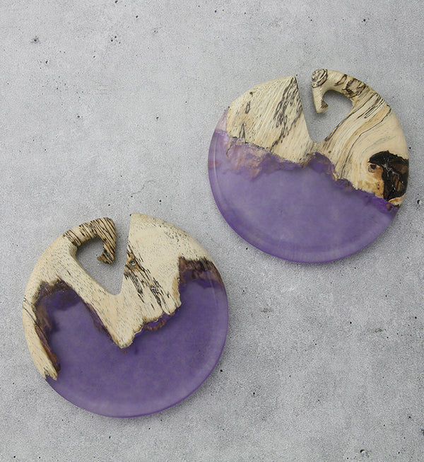 Purple Resin Disk Tamarind Wood Ear Weights