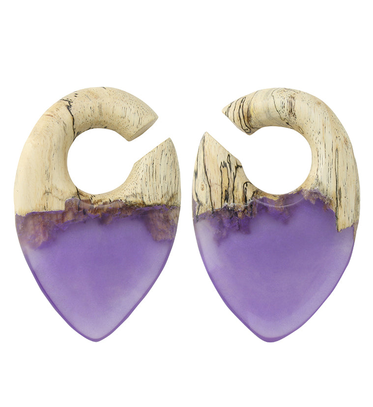 Purple Resin Splash Tamarind Wood Ear Weights