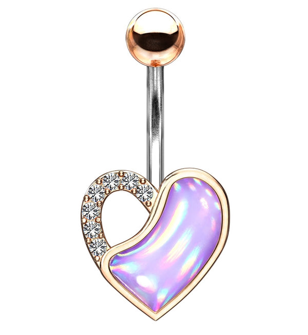 Purple Escent Heart Rose Gold Belly Rings
