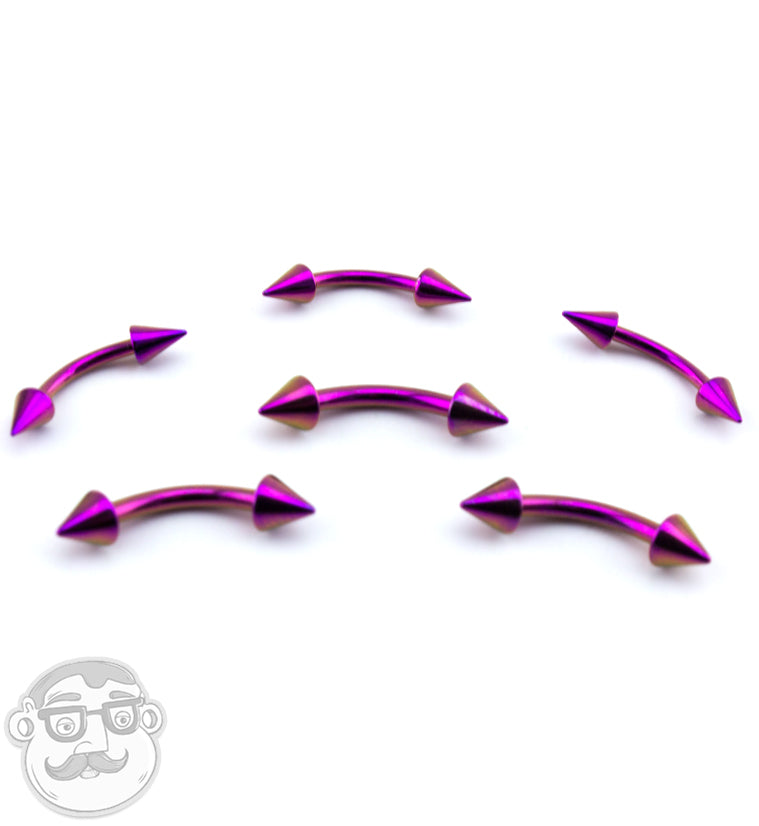 Purple PVD Spiked Curved Barbell